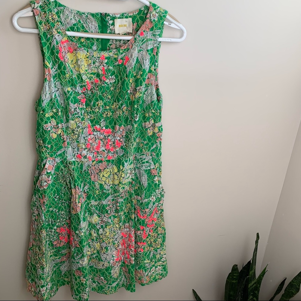 Anthropologie Maeve 10 dress verbena green floral lace pink - Picture 6 of 6